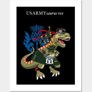 Clanosaurus Rex USARMYsaurus rex Plaid US Army USA American Family Tartan Posters and Art